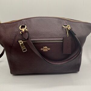 Coach Burgundy Shoulder Bag with Gold Accents